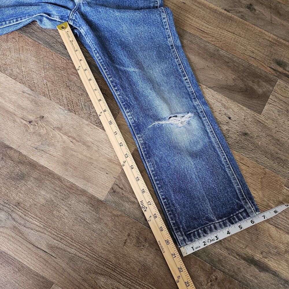 Vintage Lee Jeans Denim Kids Unisex, Size 10 Regular, Made In USA, Distressed - Picture 7 of 9